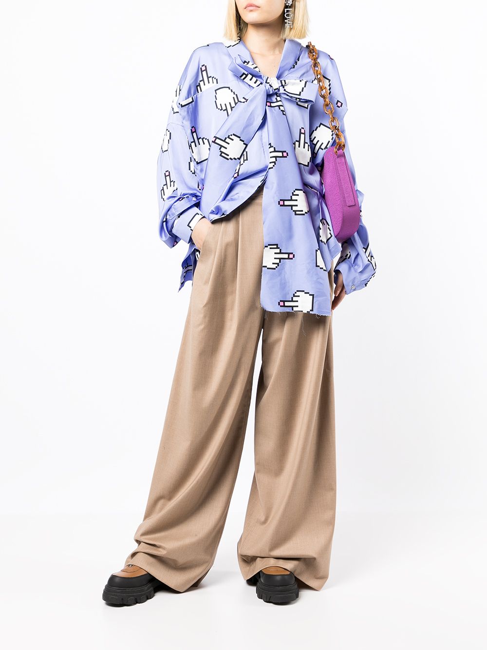 Shop Natasha Zinko High-waisted Wide-leg Trousers In Brown