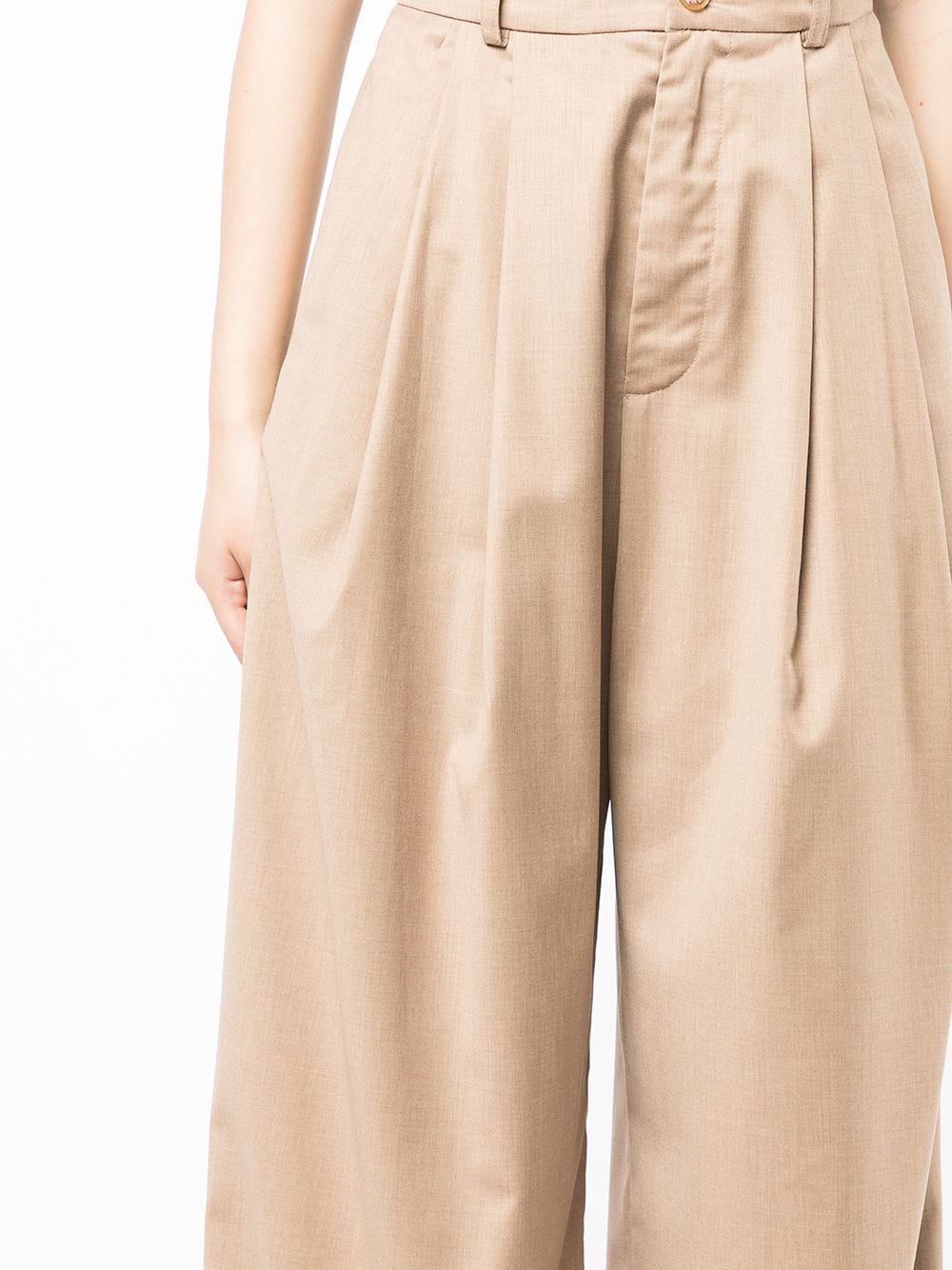 Shop Natasha Zinko High-waisted Wide-leg Trousers In Brown