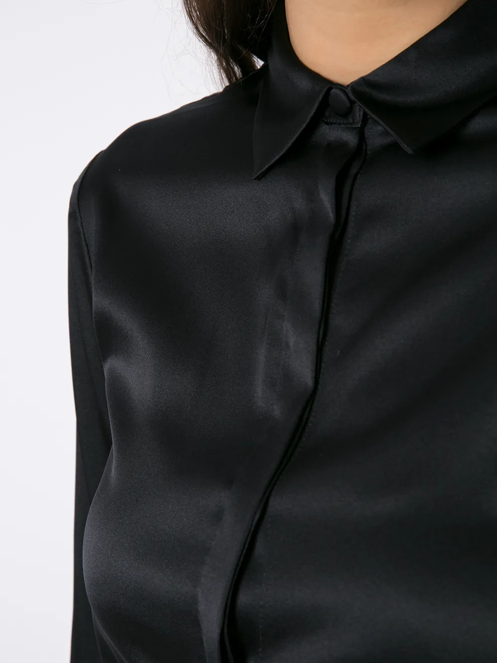 Shop Emporio Armani Long-sleeve Silk Shirt In Blue