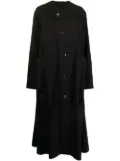 sulvam long wool pleat-detail coat - Black