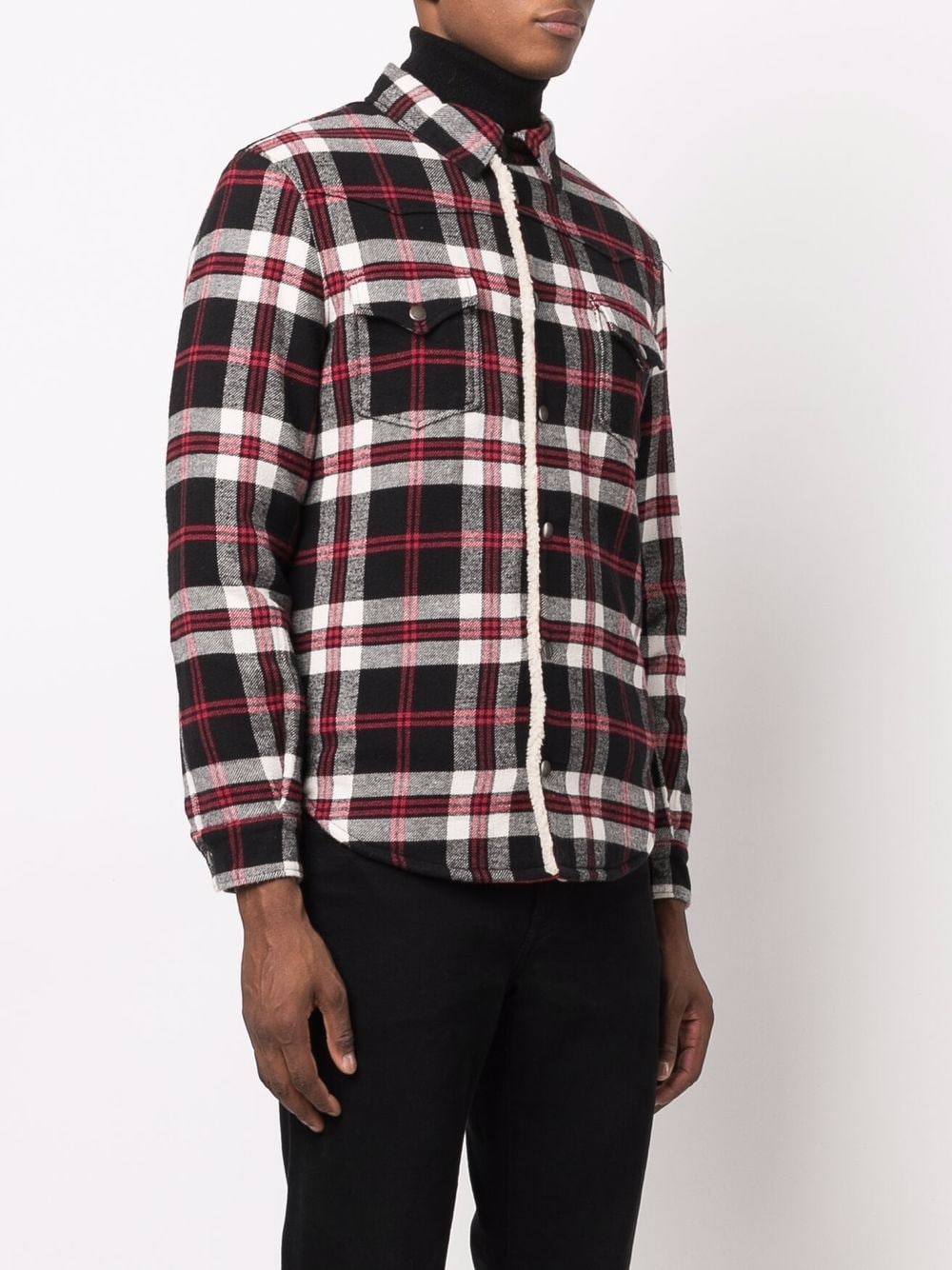 Shop Saint Laurent Oversize Western Faux Shearling-lined Jacket In 黑色