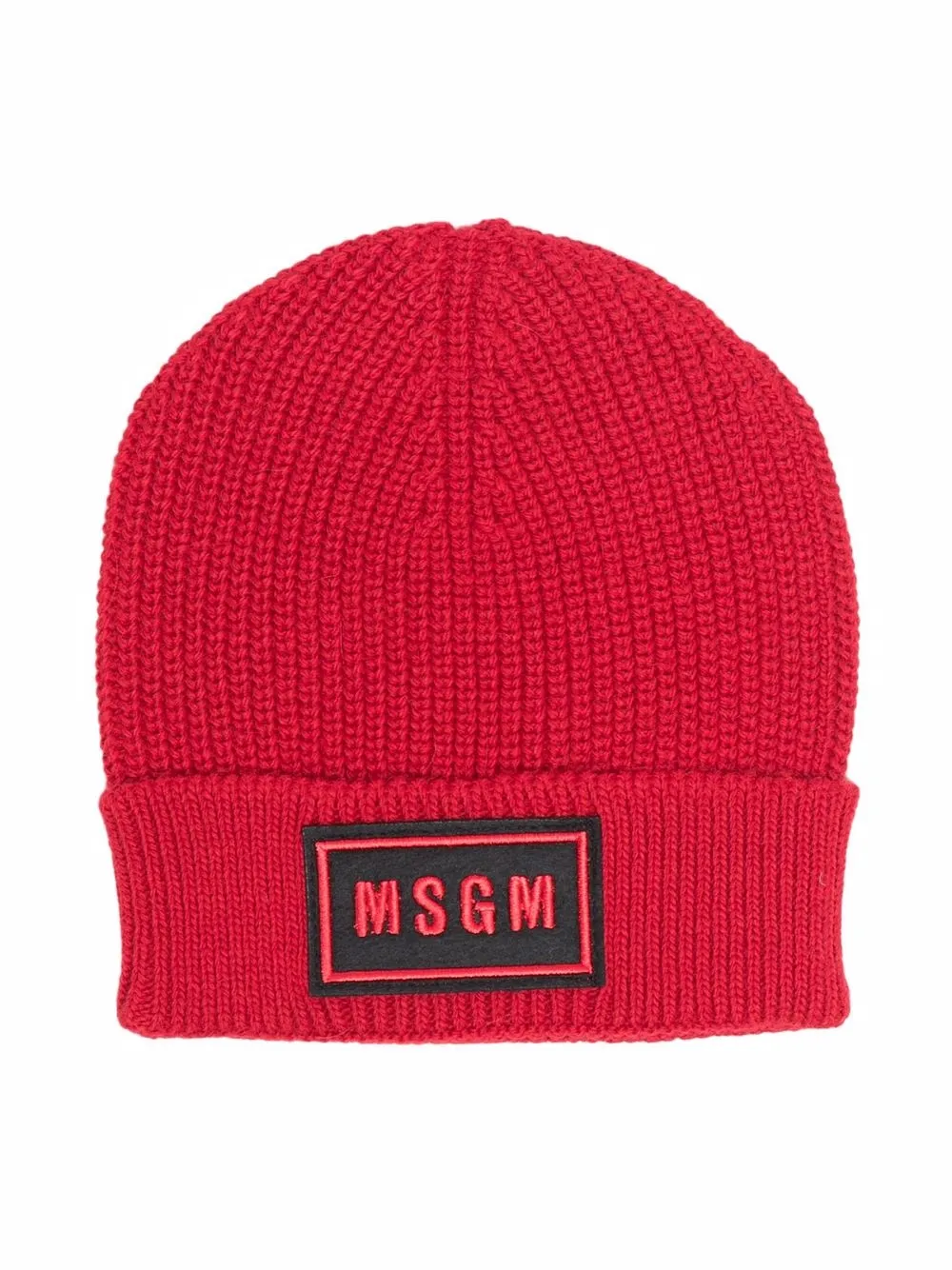 

MSGM Kids gorro tejido de canalé con parche del logo - Rojo