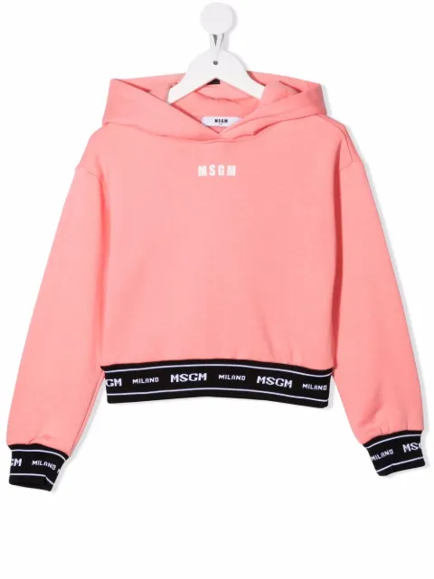 MSGM Kids logo long-sleeve hoodie