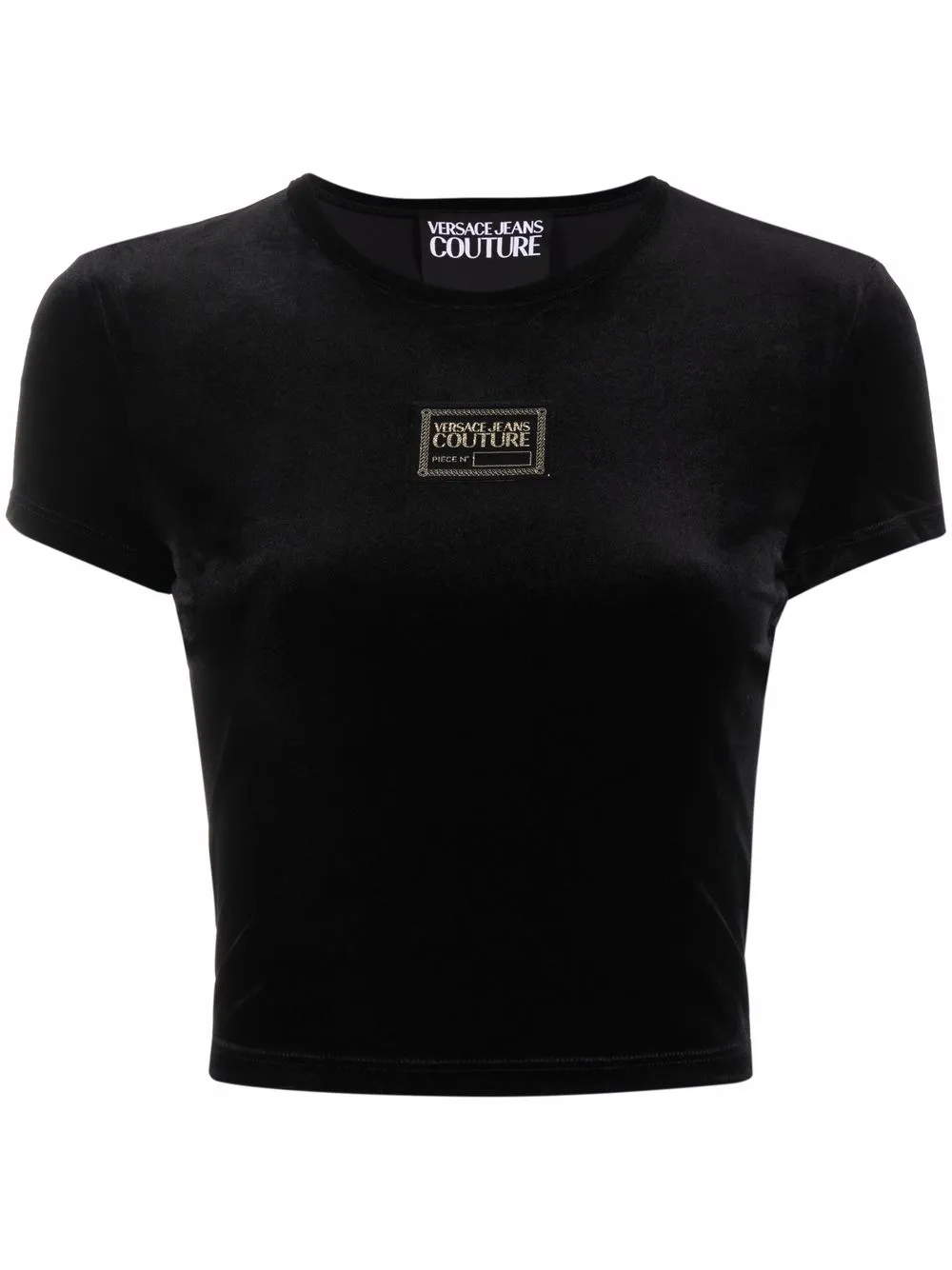 фото Versace jeans couture укороченная футболка с нашивкой-логотипом