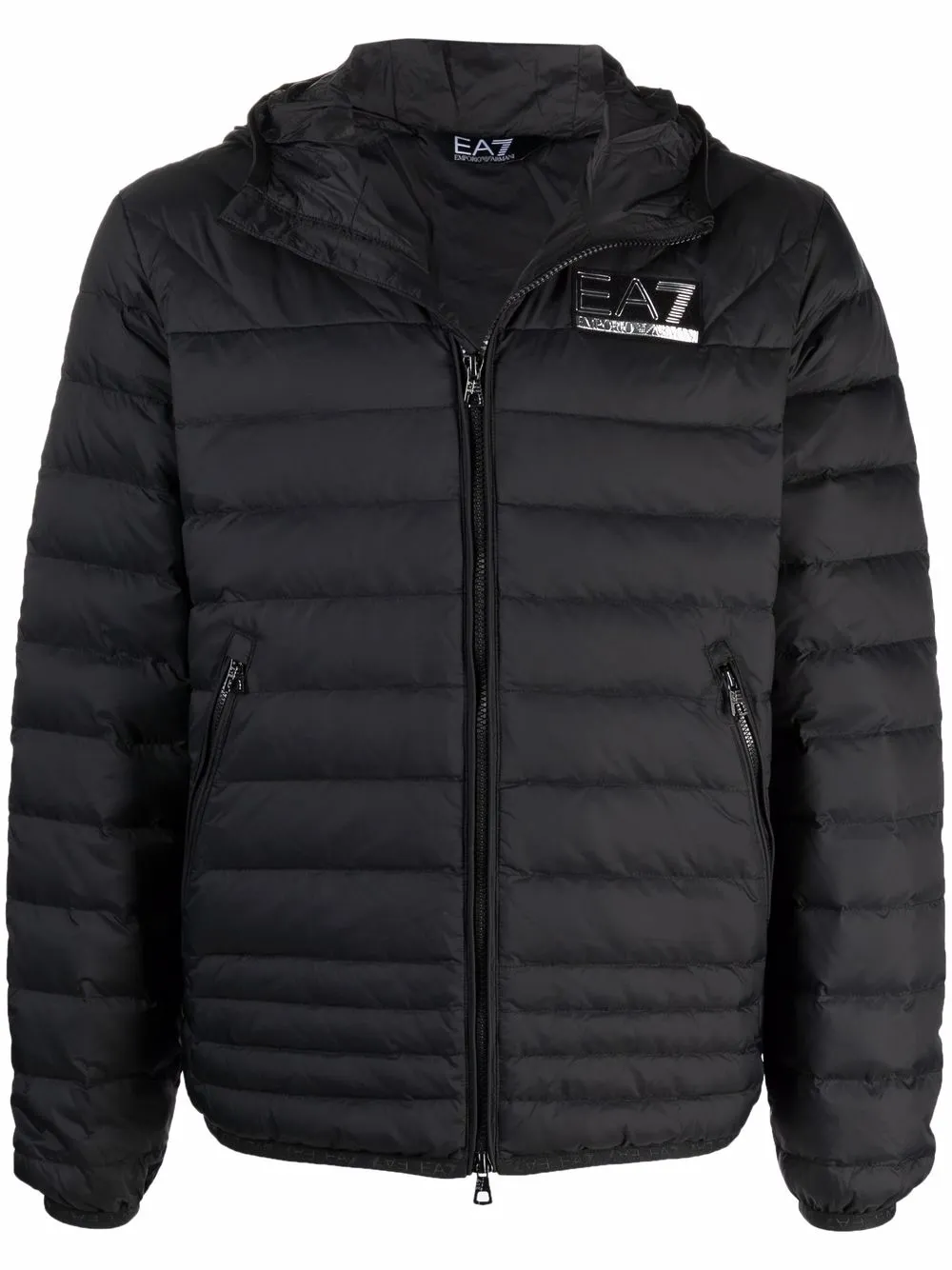 

Ea7 Emporio Armani chamarra capitonada con logo - Negro