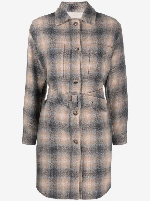 Seventy check belted coat