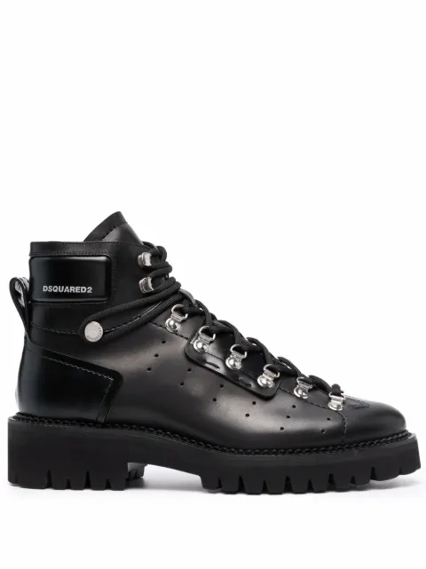 DSQUARED2 logo-print leather ankle boots