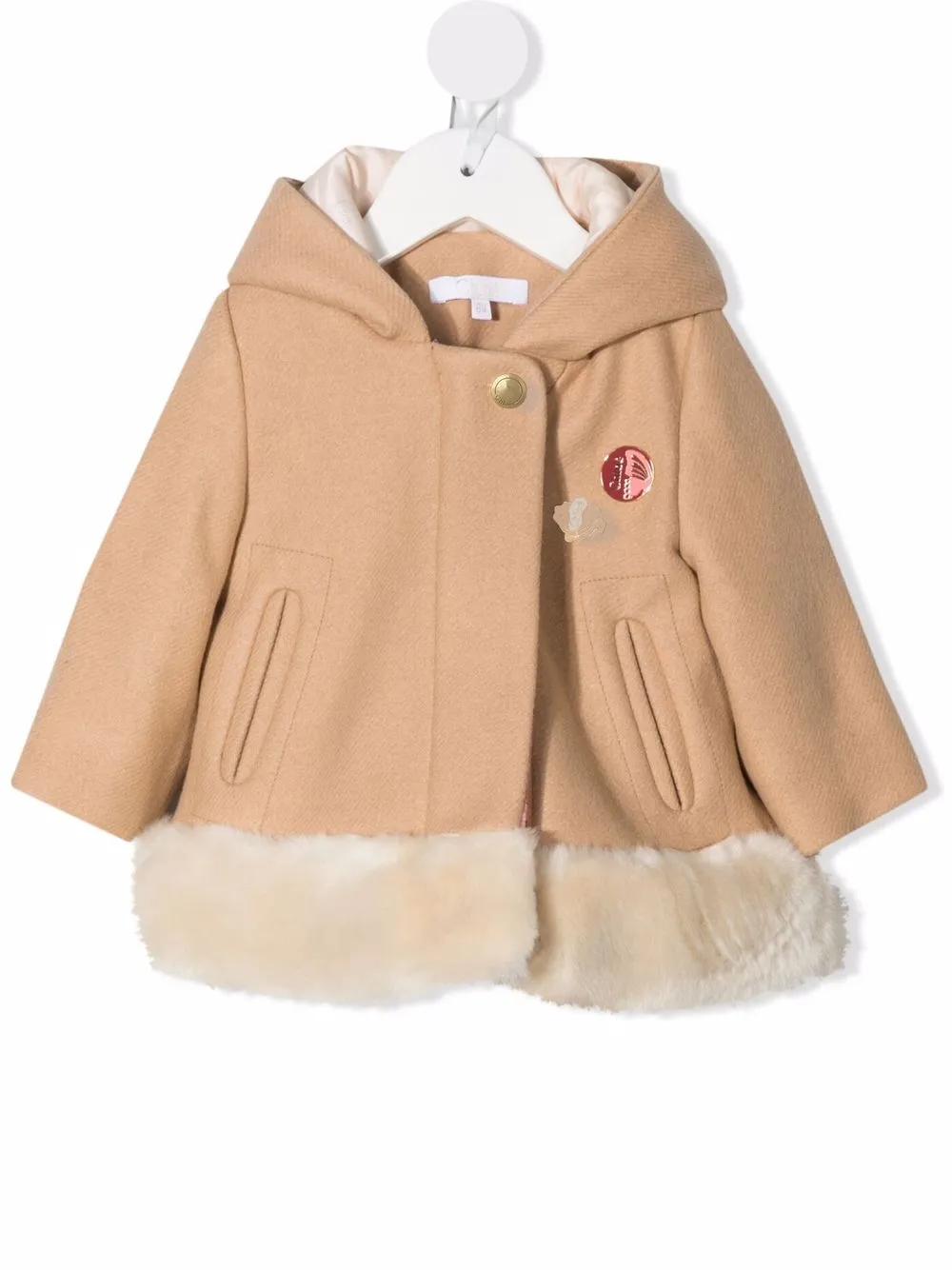 фото Chloé kids пальто с капюшоном и искусственным мехом