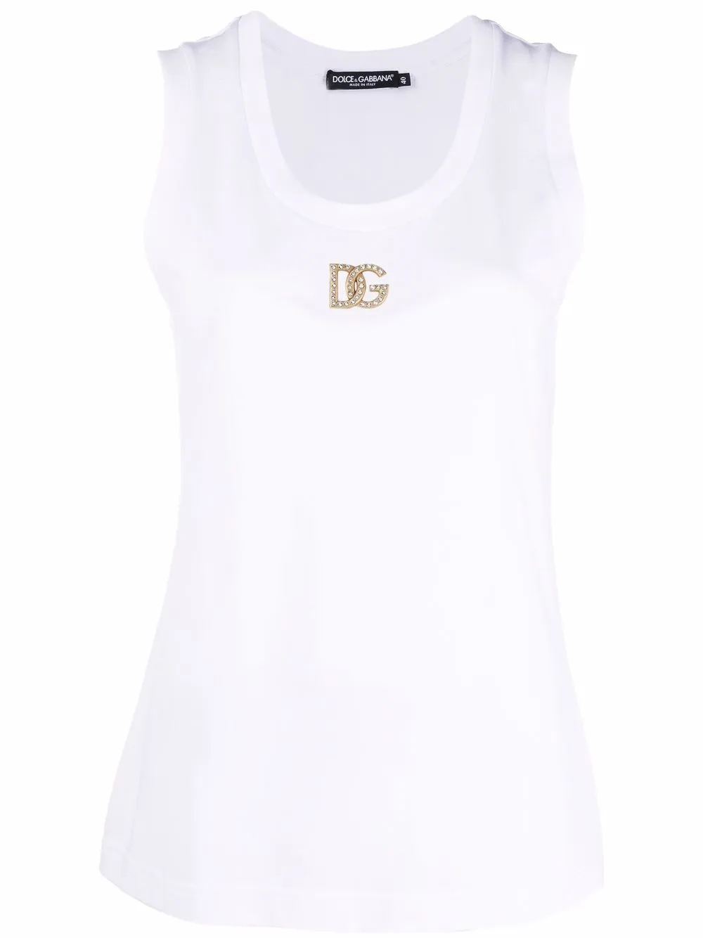 

Dolce & Gabbana camiseta con logo y cristales - Blanco