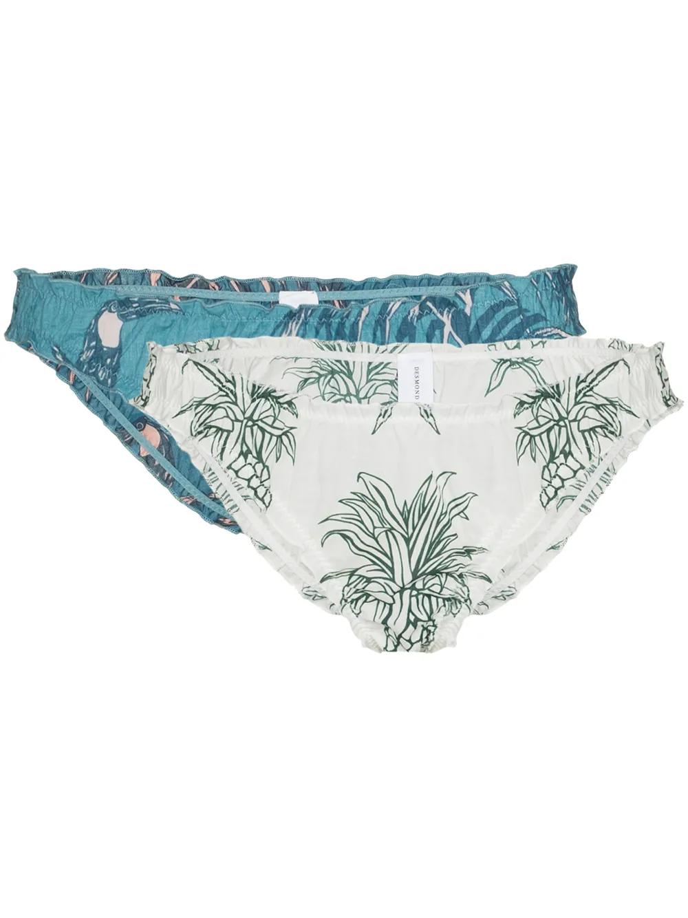 

Desmond & Dempsey set de dos calzones con estampado Bocas - Azul