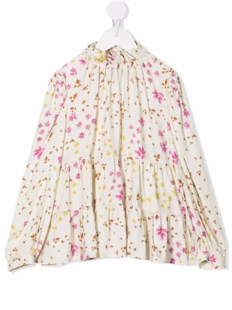 Il Gufo blusa con paneles y estampado floral
