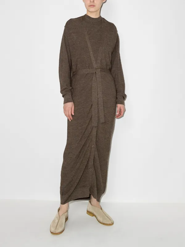 Lemaire Long Belted Ruched Cardigan 
