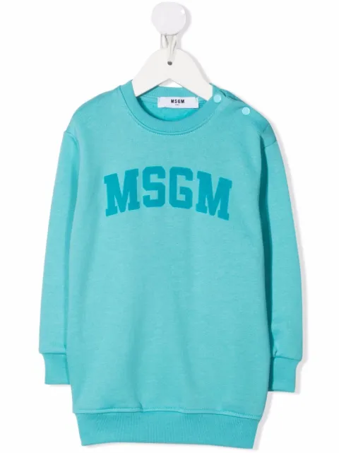 MSGM Kids vestido estilo suéter con logo estampado