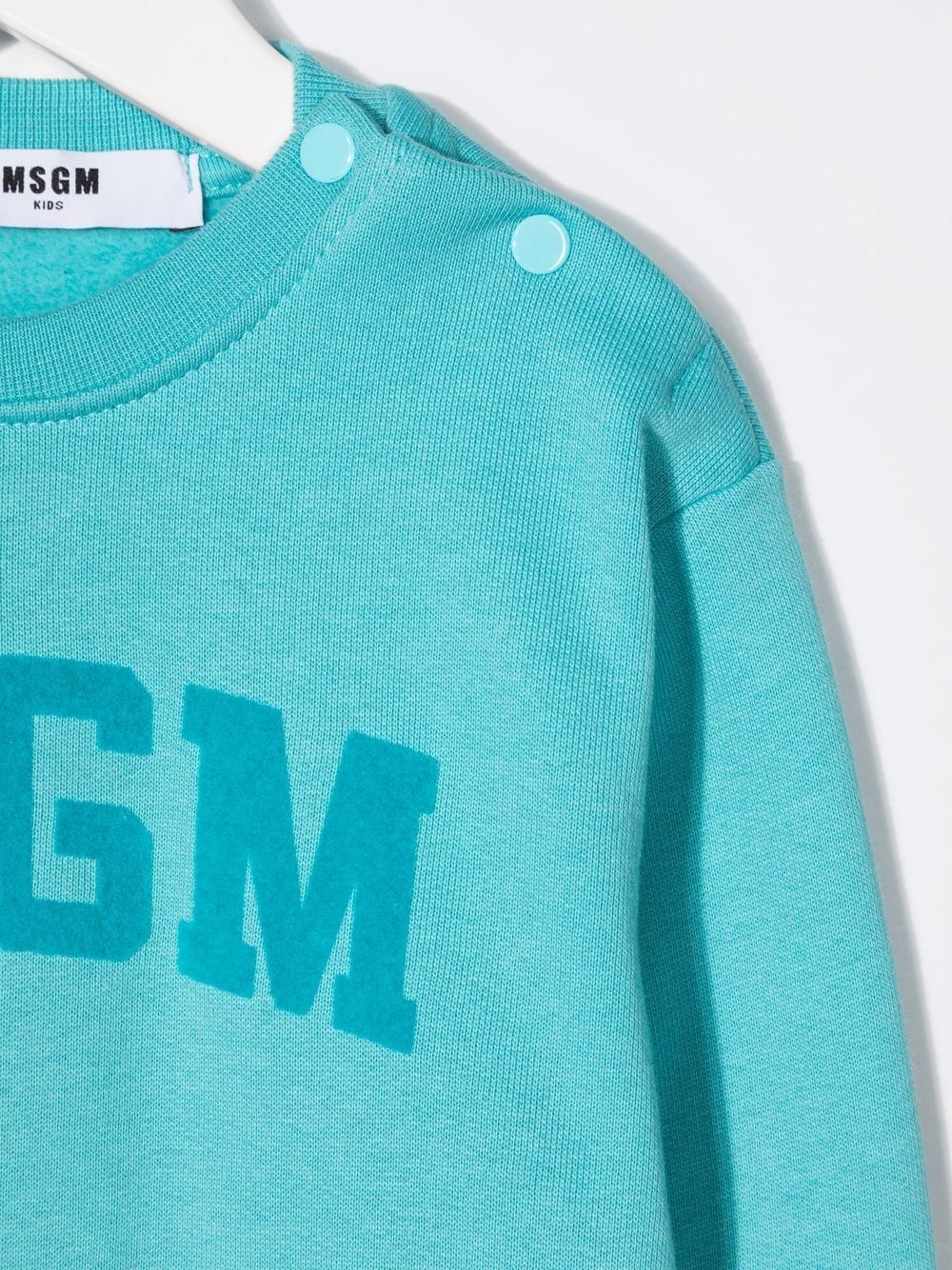 Shop Msgm Logo-print Sweater Dress In 蓝色