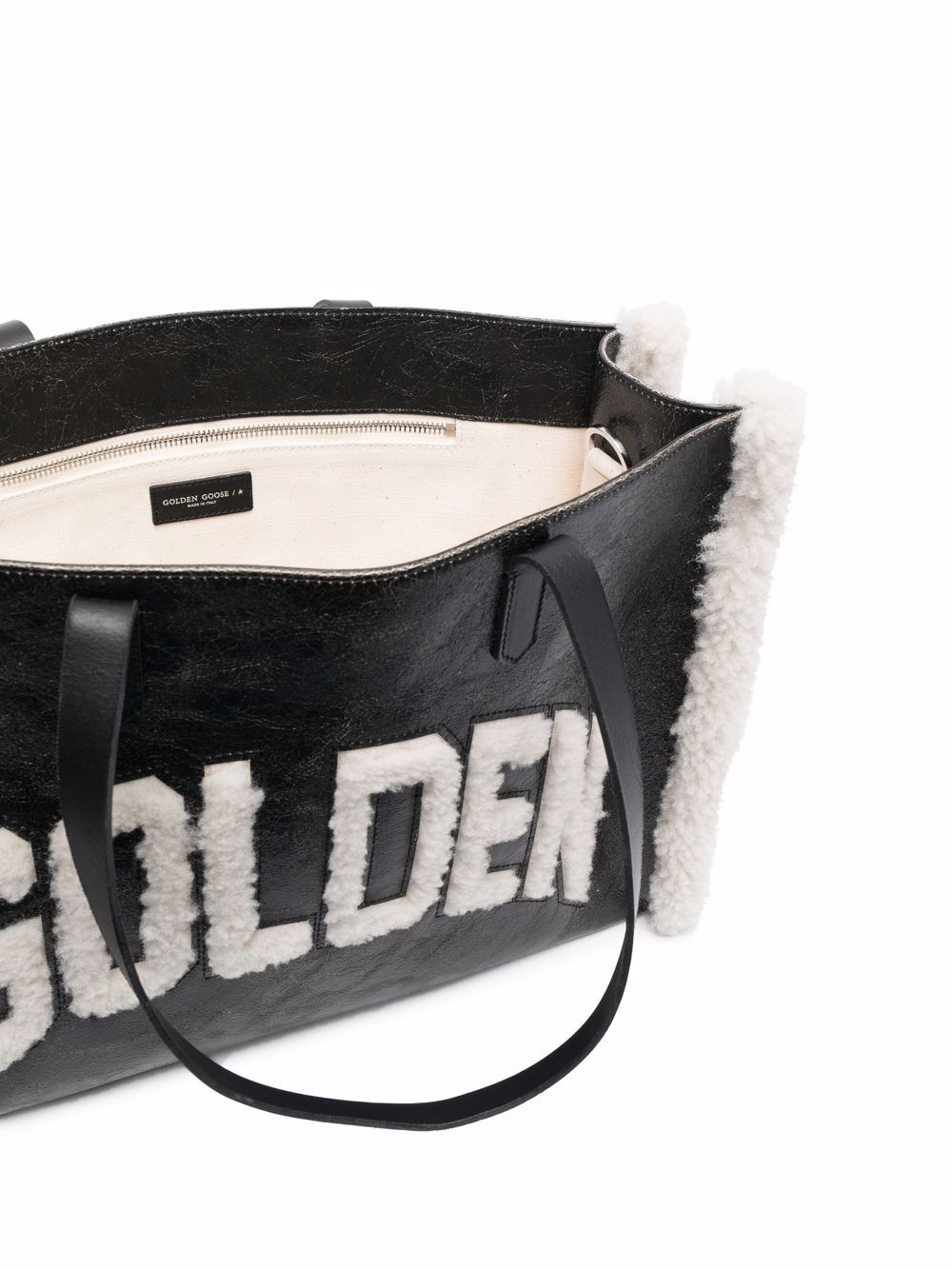 Shop Golden Goose Logo-embellished Leather Tote Bag In Schwarz