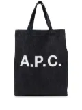 A.P.C. logo-print denim tote - Blue