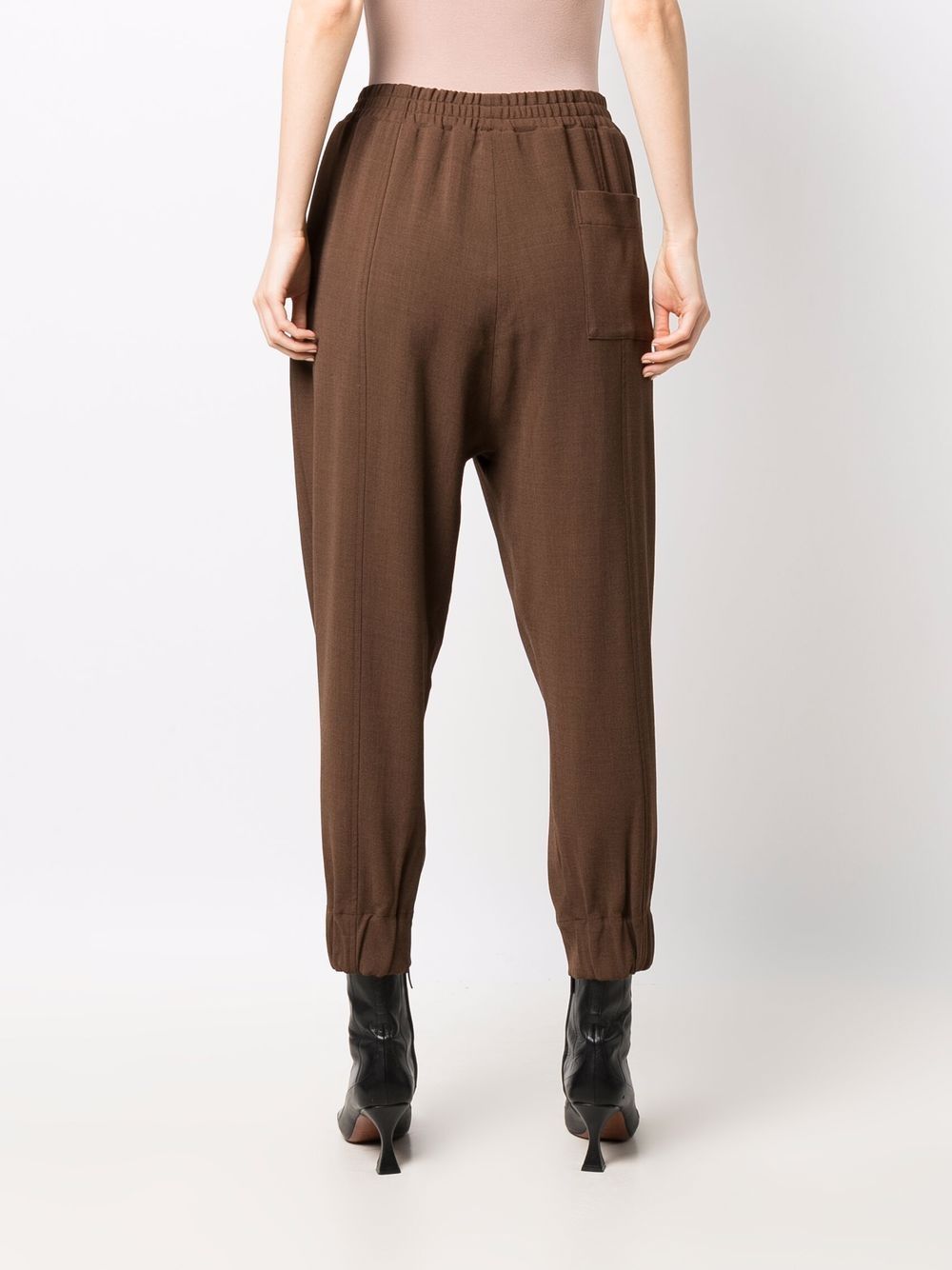 Shop Odeeh Draped Tapered Trousers In 褐色