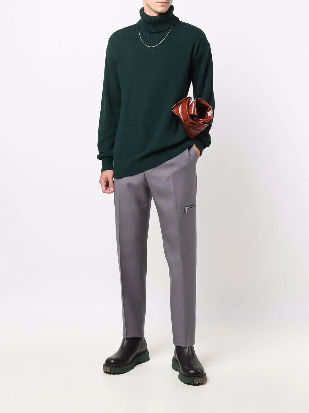 фото Jil sander брюки строгого кроя с карманом на молнии