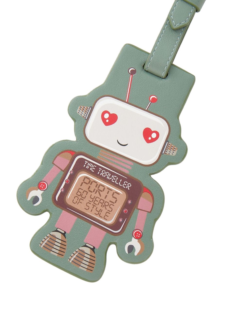 Ports V robot leather keyring - Groen