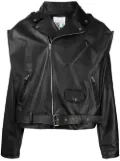 Natasha Zinko Box Leather Motorcycle Jacket - Black