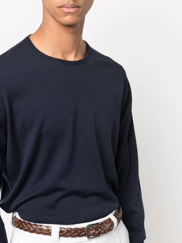 John Smedley Marcus crew-neck Knitted Jumper | Blue | FARFETCH IN