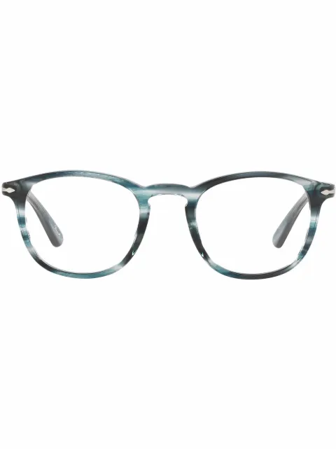 Persol striped square-frame glasses