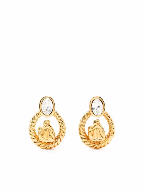 Lanvin Pre-Owned 1980s crystal-embellished clip-on earrings
