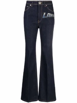 VIP【関税送料無料】希少 Lanvin Wide Leg Jeans Wide-leg jeans with chain-link belt Black / Gray For Women
