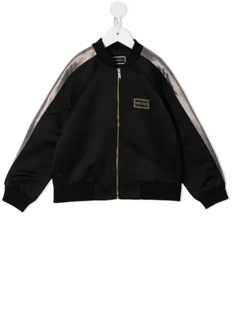 Versace Kids logo-print satin bomber jacket 