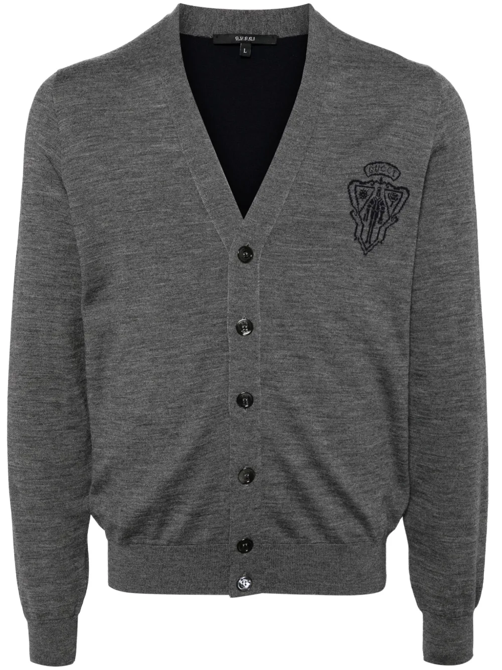 Gucci crest print cardigan | Grey | Image 1