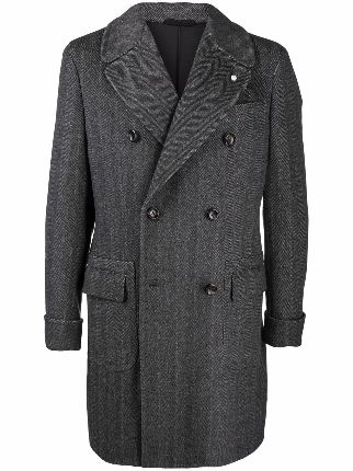 Shop LUIGI BIANCHI MANTOVA double breasted raincoat with Express ...