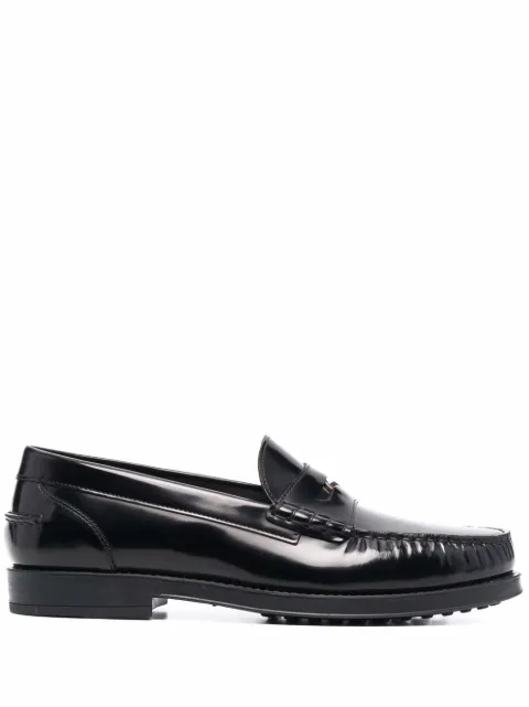 Tod's logo plaque leather loafers