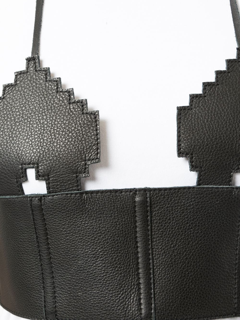 Shop Natasha Zinko Leather Pixel Heart Top In Black