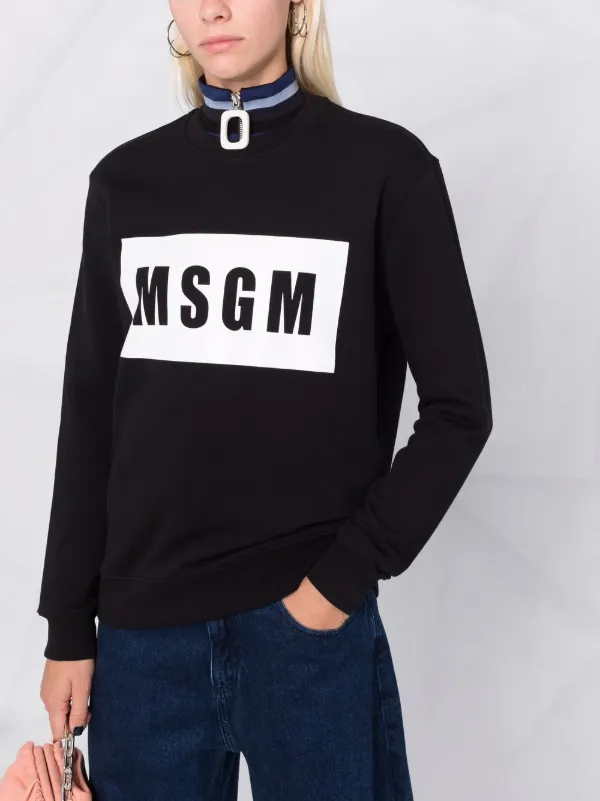 スウェット・トレーナー MSGM COTTON SWEATSHIRT WITH LOGO PRINT MSGM logo-print Cotton Sweatshirt | Blue | FARFETCH