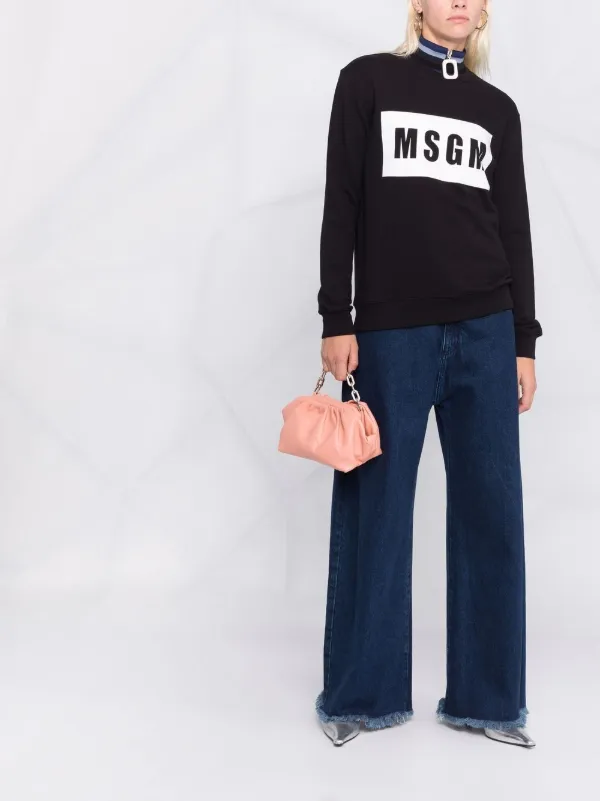 MSGM logo-print Cotton Sweatshirt | Black | FARFETCH