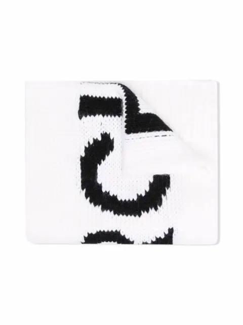MM6 MAISON MARGIELA KIDS وشاح منسوج بحياكة إنتارسيا وشعار الماركة