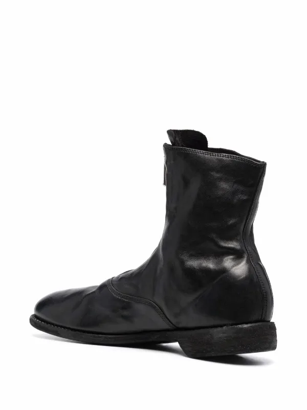 Guidi Leather zip-front Ankle Boots | Black | FARFETCH