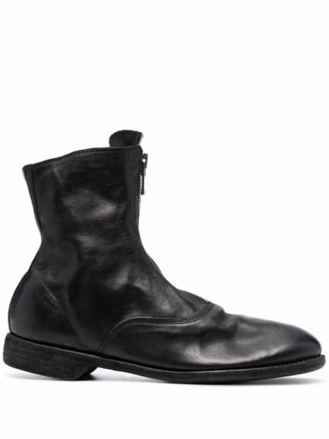 Guidi leather zip-front ankle boots