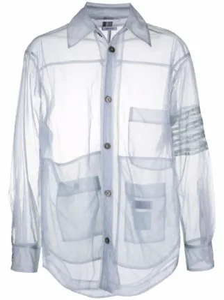 Thom Browne 4-Bar Tulle Oversized Shirt Jacket - Farfetch