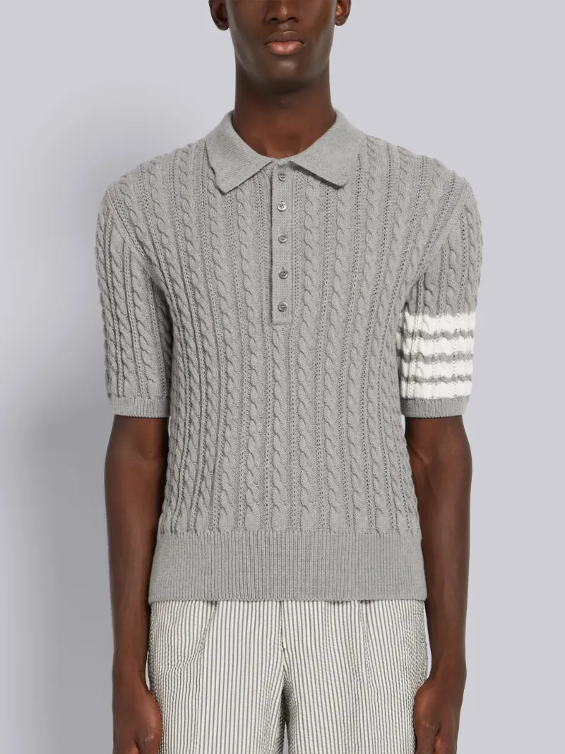 Light Grey Cotton 4-Bar Cable Knit 