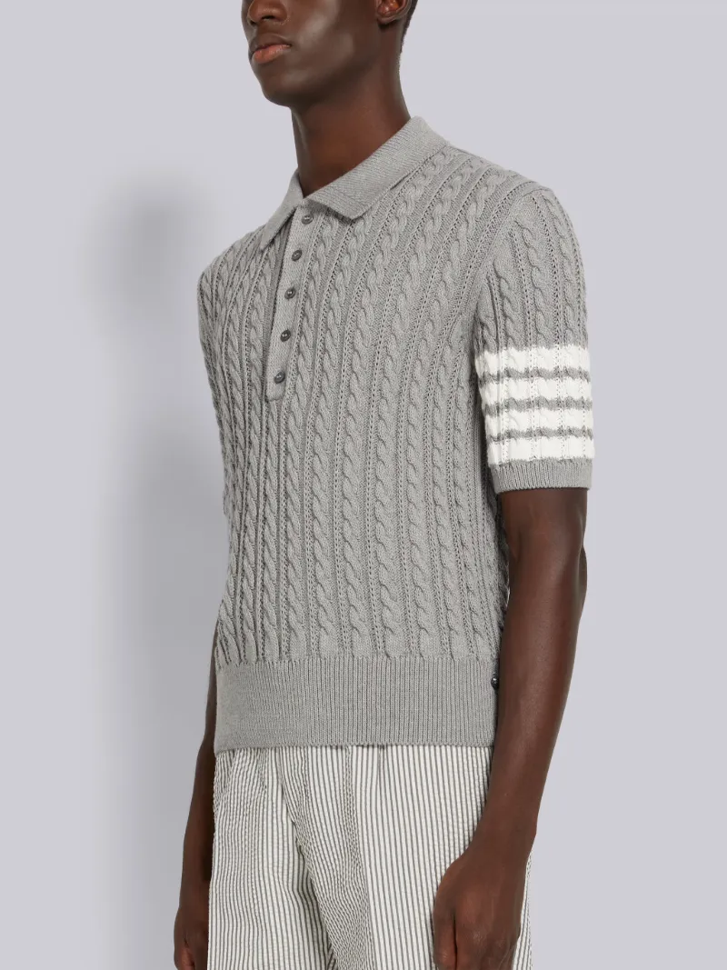 4-Bar Cable Knit Short Sleeve Polo 