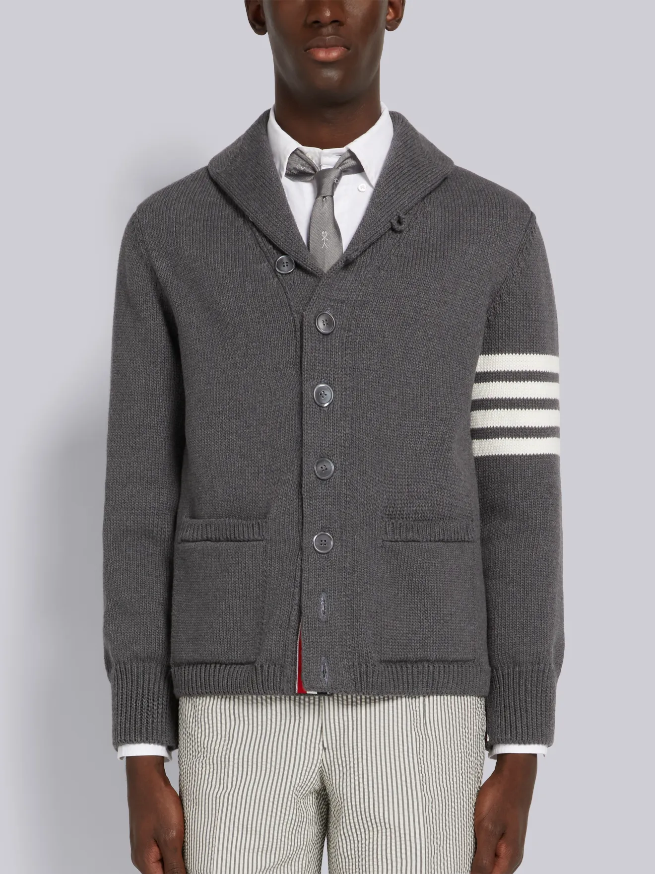 Bar Shawl Collar Cardigan | Thom Browne 