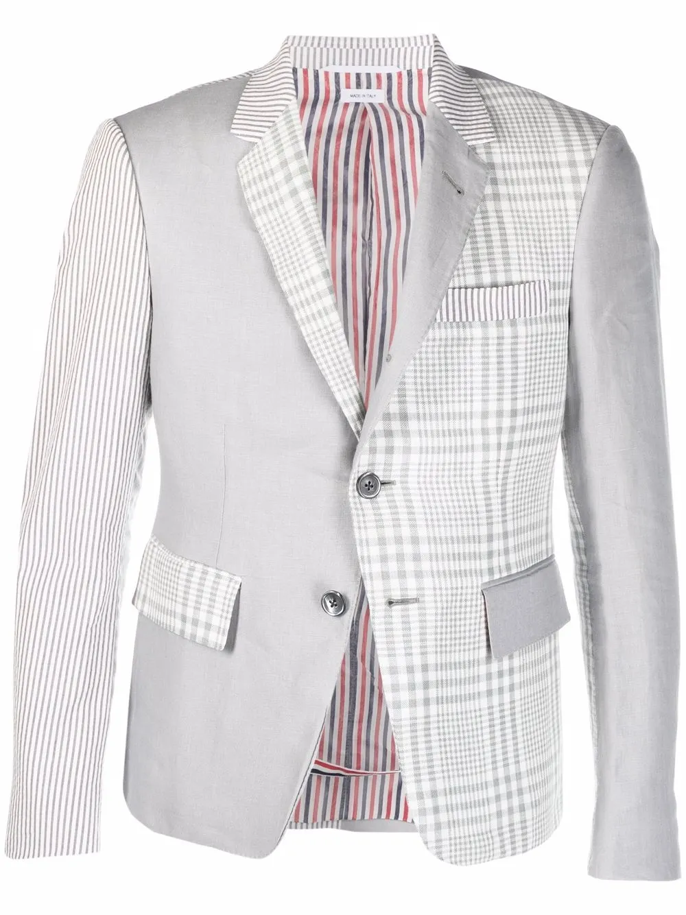 

Thom Browne checked pattern panel blazer - Grey