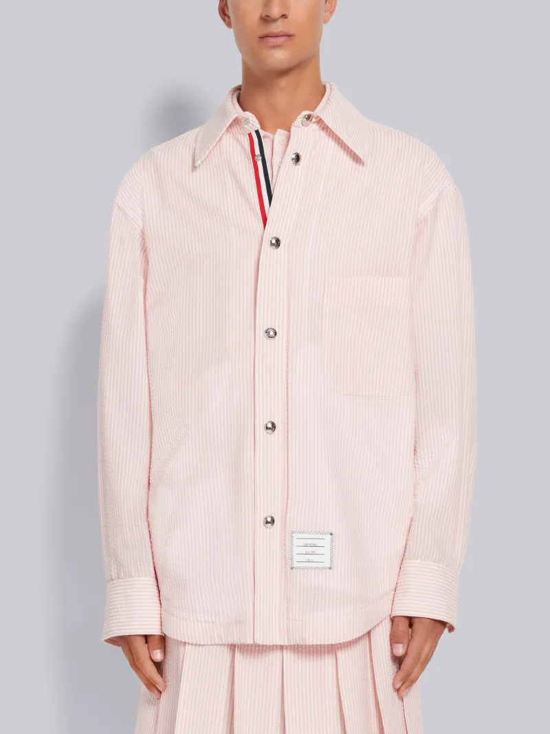 Light Pink Wool Seersucker Stripe 