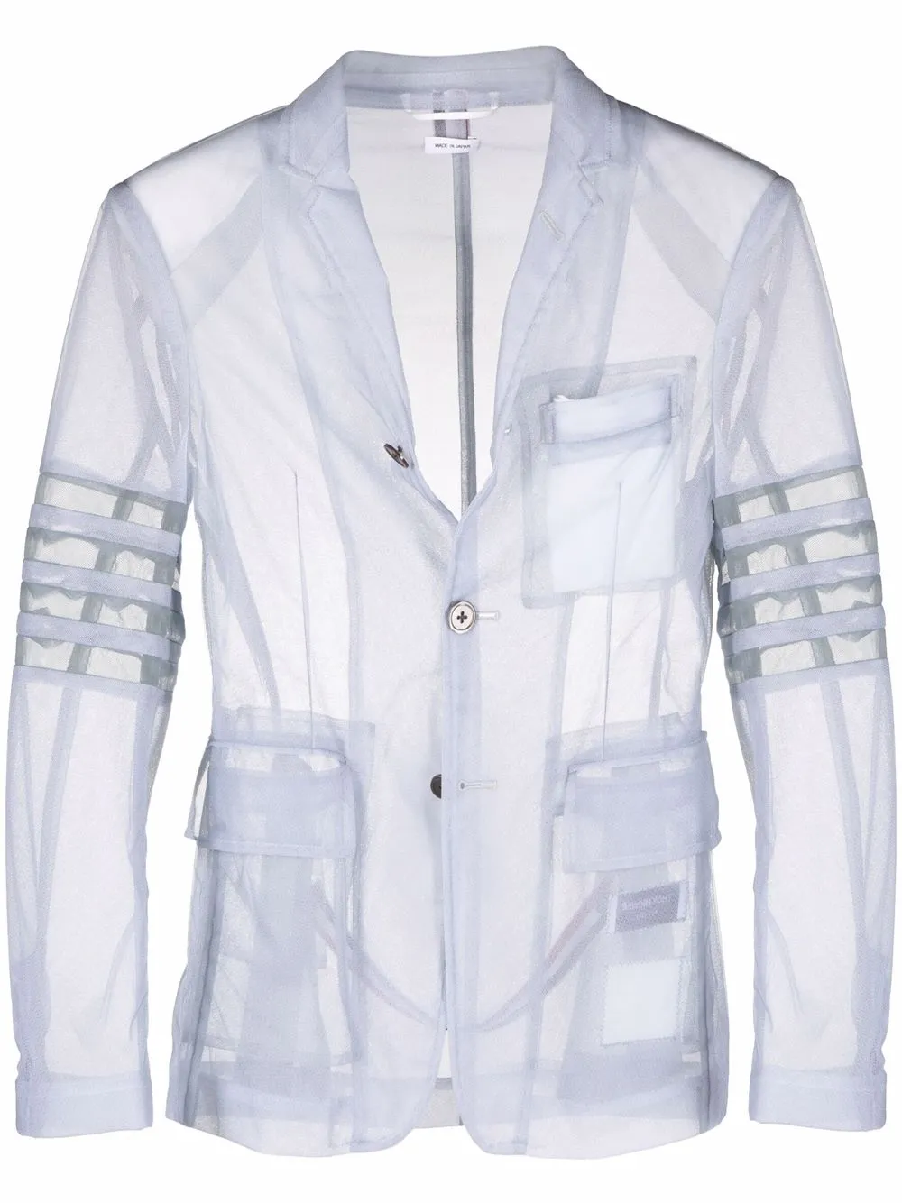 

Thom Browne 4-Bar tulle classic sport coat jacket - Grey