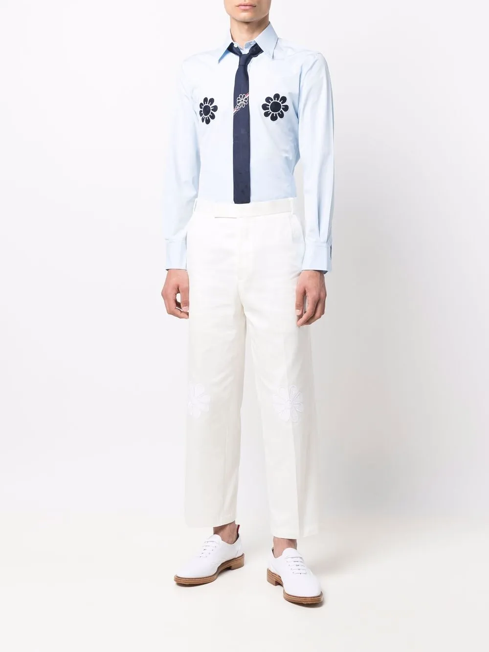 Thom Browne Overhemd met geborduurde bloemen - Blauw