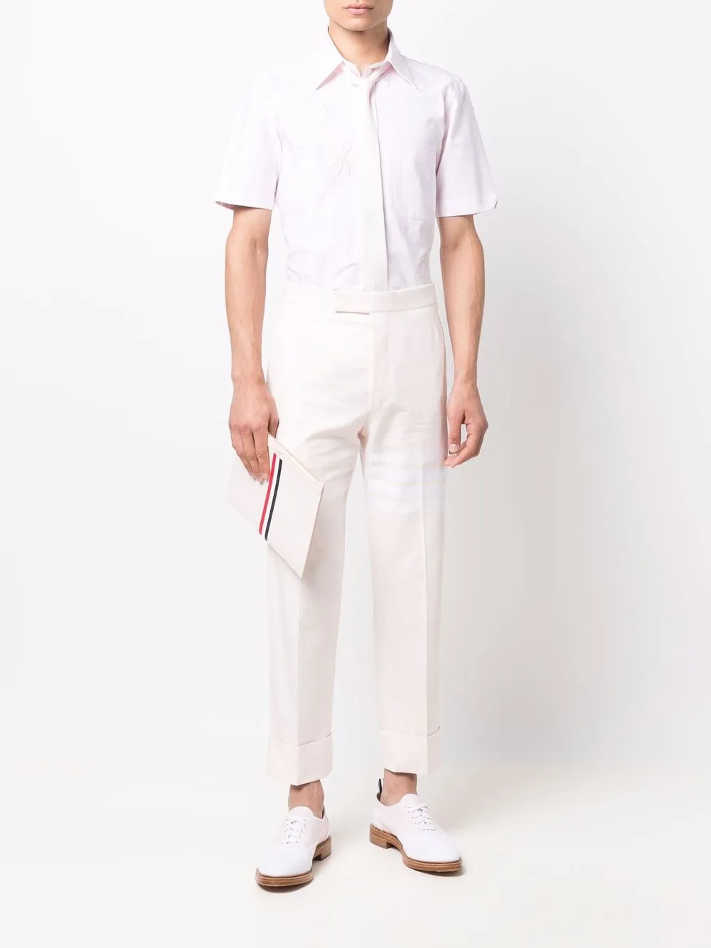 Thom Browne Overhemd met bloemenpatch - Roze