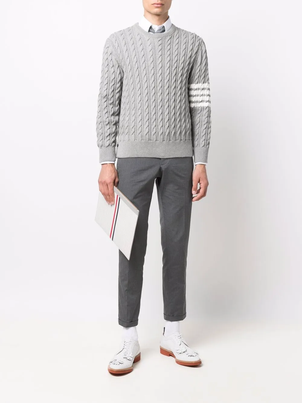Thom Browne Kabelgebreide trui - Grijs