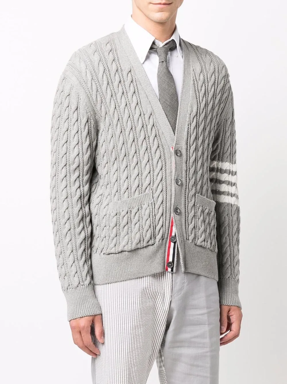 Thom Browne 4-Bar cable-knit ribbed jumper - Blue