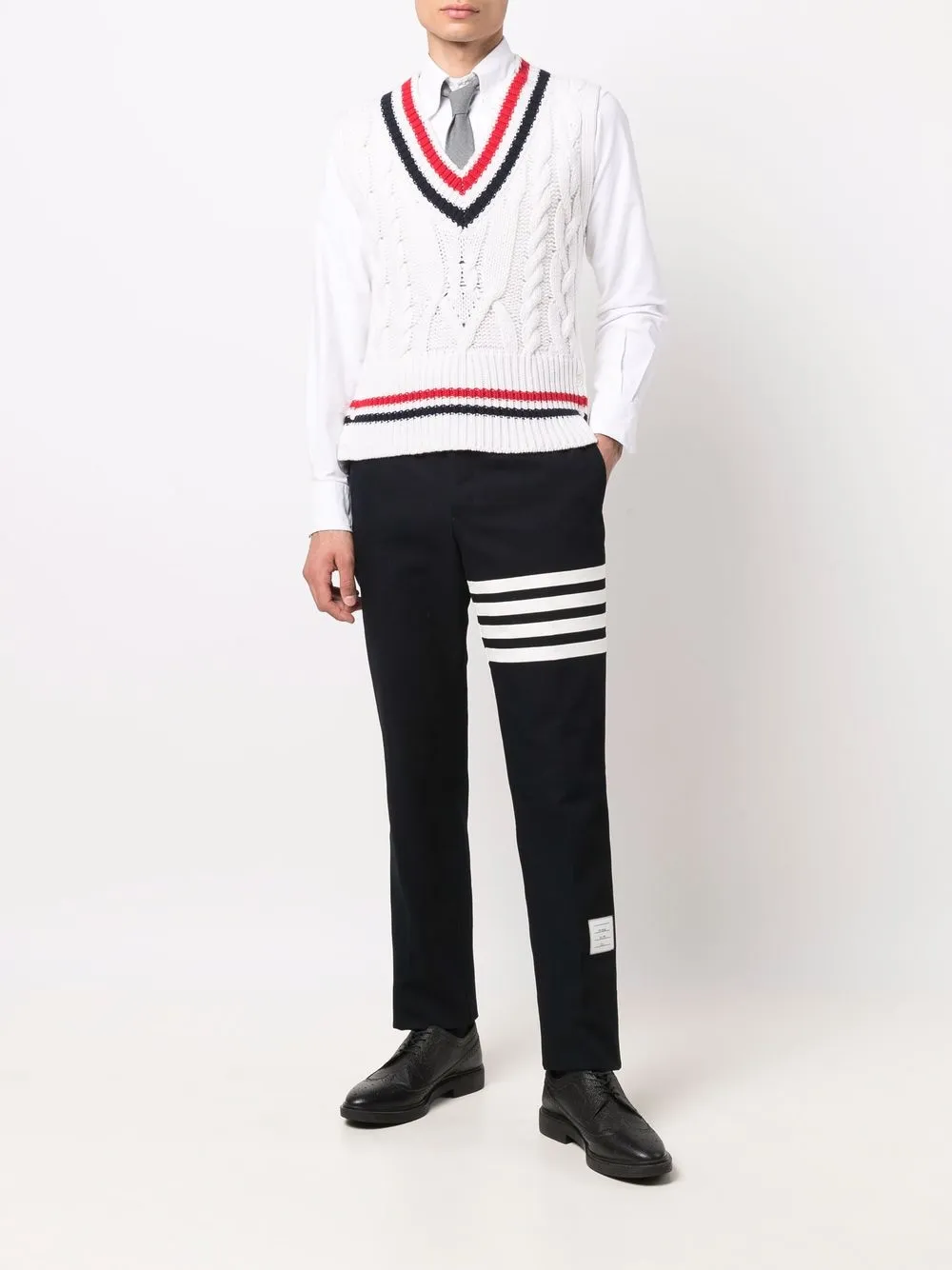 thombrowne Thom Browne Kabelgebreide tanktop - Wit